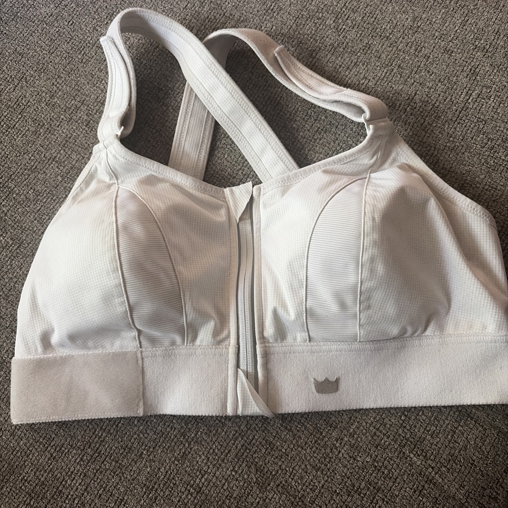 SHEFIT Sports Bra High Impact Ultimate White Front Zip Sz XL